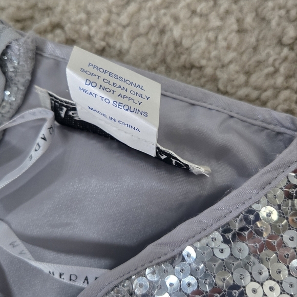 NWT Masquerade Strapless Silver Sequin Dress Size 13/14 - Picture 4 of 9